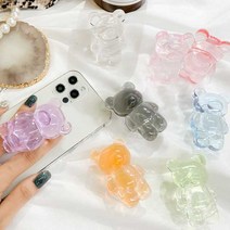 파스텔 투명 곰돌이 그립톡 에폭시 스마트톡 아크릴 레진, 블루