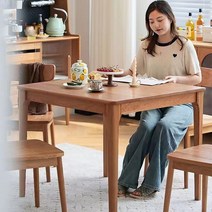 소가구 밥상 에쉬원목 오크우드 정사각테이블 앵두나무 식탁김 도매용 식탁세트, T04-앵두나무 90x90x75