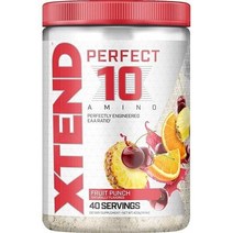 XTEND 퍼펙트 10 아미노 EAA 파우더 프루트 펀치 | 5g 필수 아미노산 + 분지쇄 아미노산 + 수분 및 회수 연료를 위한 전해질 | 40인분, Fruit Punch, 14.1 Ounce (Pack of 1)