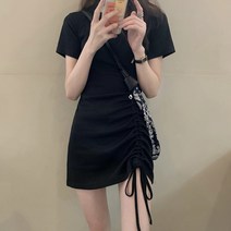 데일리 캐주얼 스트링 반팔 원피스 W277