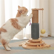 스마트시대 애블리즈 고양이 원목 장난감 냥냥펀치 토이볼 스크래쳐 (8073965), 물고기모양원목3단+스크래쳐