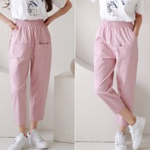 앳큐 린넨배기팬츠 여름 여성 항아리 리넨 바지