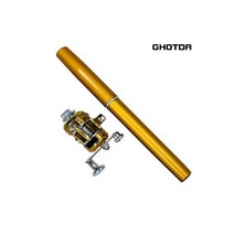 휴대용 포켓 텔레스코픽 낚시대 극 펜 모양 알루미늄 외부 케이싱 막대 콤보 릴 휠, YELLOW