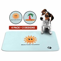 귀여운 세탁 가능한 강아지 소변 패드 | 6팩 태양 야자수 디자인 | 대형 흡수력 있는 위 위 배변 매트 | 개 집안가용 애완동물 상자 훈련 | 다목적 재사용 가능한 친환경 |, Fire Hydrant/Tree/Flower/Heart, 4 Pack