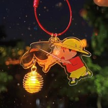 짱구 반딧불이 led 키링 흰둥이 가방고리 피규어, 1개, 레드(국내발송)