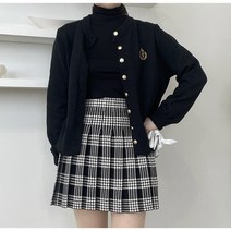 골프 가디건 니트 와펜 자수 패치 라운드 스쿨룩