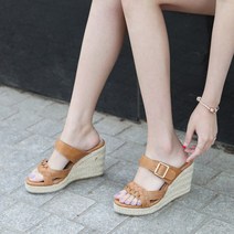 핫템퀸 발이예쁜 여성 여자 여름 벨트 웨지 통굽슬리퍼 9.9cm