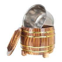 나무 쌀 통 주방 요리 도구 16cm 쌀 찐 통 다목적 사용하기 쉬운 배럴 쌀 혼합 욕조 레스토랑 주방 홈, 갈색 색상, 목재