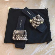 JINNY 250사이즈까지 큐빅 블랙 스퀘어 플랫 슬리퍼 A0491