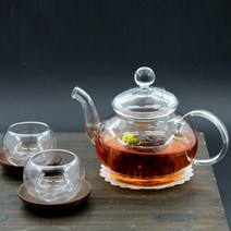 투명하고 맑은 유리 티포트 건강차 따뜻한 티, 17.099캐머마일티포트600ml, 1개