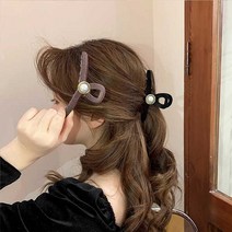 금장 테두리 진주 포인트 벨벳 꼬임 올림머리 헤어 집게핀 2컬러