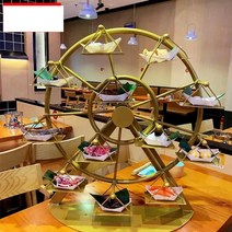 디저트 마카롱 회전 트레이 베이커리 진열대 일식초밥, 브론즈+골드 8단(중형)50x20x높이60cm
