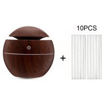 휴대용 미세먼지 공기청정기 라운드 커버 우드 그레인 USB 공기 가습기 다채로운 LED 램프 청정기 가정용, 02 Brown Num2