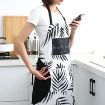 그림앤아이 블랙앤화이트 방수 앞치마 4종, 1개, 블랙 레터링