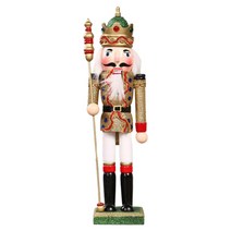 GHSHOP 크리스마스 호두까기 인형 군인 장난감 데스크탑 조각 동상 장식 새해 선물, 목재, 금