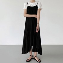 언발 플레어 나시 롱원피스