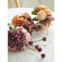 테이블 장식 화병 조화 묶음 카페 창가 공연장 웨딩홀 인테리어장식 예식장 카페인테리어 로비장식 화장실, 오렌지