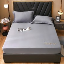 베스트 슬립 패밀리 저상 토퍼 가족 침대 매트 surper 부드러운 실크 같은 탄성 퀸, 밝은 회색, 베갯잇 2개48x74cm