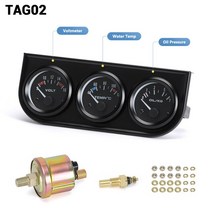 52MM 3 In 1 오일 온도 게이지 + 수온 압력 키트 또는 볼트 미터 트리플 VR-TAG01/02/03, 한개옵션1, 02 TAG02