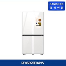 삼성 비스포크 패밀리허브 냉장고 4도어 글래스 [RF85B95E1APW], 글램화이트+피치