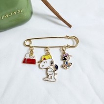 스누피 캐릭터 캐쥬얼 옷핀 브로치 3pcs 뱃지 장식품 가방장식 5.5cm