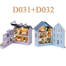 미니어처하우스 diy 집만들기 모형 새로운 DIY 나무 빌딩 키트 인형 가구 조명 Molan Casa 인형 소녀를위한 수제 장난감 크리스마스 선물, 03 D031 D032