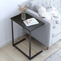 YEAR COLOR 심플 원목 이동식 사이드테이블 한국 현지 배송, 블랙