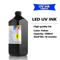 엡손 I3200 I3200U1 UV 프린터 용 1000ml LED 잉크 유리 금속 도자기 아크릴 보드 KT 목재 가죽, [04] Yellow 1000ML