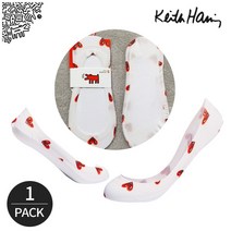 키스해링 여성용 패션양말 하트덧신 화이트