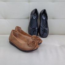 리얼가죽 발편한 코사지 엄마단화 2.0cm / 블랙 연밤 3675