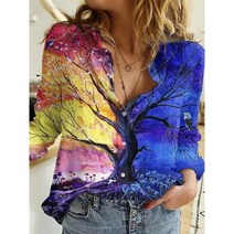 플라워 블라우스 꽃무늬 셔츠 여성 스트릿 트렌드 브이넥 프린트 루즈핏 긴팔