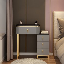 북유럽 모던 화장대세트 LED 거울 원룸 여자친구선물 파우더룸 이케아화장대 서랍장, 80cm, 선택안함, 블랙+그레이