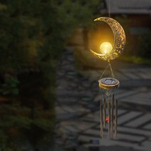 정원 테라스 꾸미기 태양광 LED 태양 달 별 조명 풍경 바람 종 텃밭 야외 마당 조경, B. 달 풍령