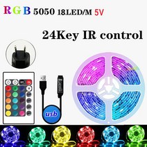 LED스트립 5M 20M 조명 블루투스 Alexa 스마트 컨트롤 Luces RGB 50, [01] 5V 24Key control, [04] AU Plug, [04] 5m Full Set