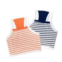 애견의류 블링독 심플한 스트라이프 나시탑 티셔츠, 오렌지+L