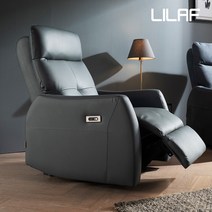 [리라프X쉐우드]코프 1인용 천연면피 소가죽 전동 리클라이너 소파, 그레이