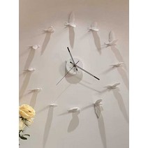 벽시계 아트 시계 비둘기 새 거실 무소음 벽시계, 로즈레드