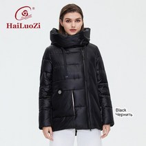 hailuozi 2022 new winter jacket for women 짧은 하이 칼라 후드 레이디 코트 패션 지퍼 캐주얼 여성 파카 6067