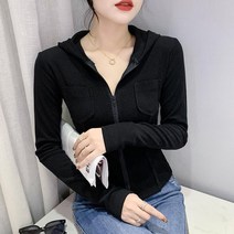 여성용 슬림 후드 집업 가디건 봄가을 긴팔상의 뉴타임즈 X881E498