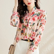 리본 블라우스 아울렛 클리어런스 셔츠 여성 긴팔 봄 가 보우 루즈 프렌치 시크 시