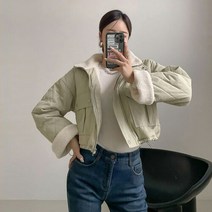 나언 양털카라 크롭 숏 패딩 점퍼