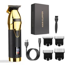 미용실 프로 남자 바버샵 바리깡 남성용 USB 헤어 클리퍼 전문 무선 이발 면도기 수염 0mm T9, 09 with box gold