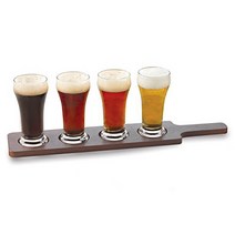Libbey Craft Brews 4-piece Beer Flight Glass Set with Wooden Carrier, 1