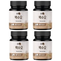 백수오 추출 분말 정 정제 알약 형태 국내산 식약처 해썹 인증 참당귀 빌베리 함유, 600mg/60정/4박스