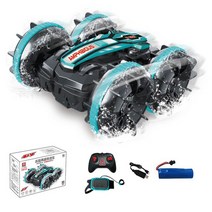 원격 제어 스턴트 자동차 수륙 양용 양면 플립 운전 드리프트 라디오 RC 야외 장난감 소년 선물, [04] Green double control
