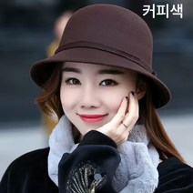 모직 페도라 여 추동 빈티지 우아한 문예 펠트모자 돔 블랙 숏 챙 벙거지 패션