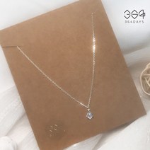 364days 925실버 사각 지르코니아 목걸이 큐빅목걸이 회사원 심플한 데일리목걸이 은목걸이 체인길이 선택가능
