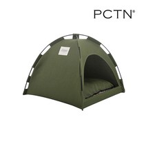 PCTN 원터치 애견텐트 고양이하우스 냥댕이 글램핑 방석쿠션 텐트집, 그린 (L)