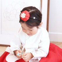 러블리소우 유아 여아 아동 한복 헤어밴드 (작은 아씨 플라워 호박 머리띠)