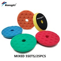 디스크 브레이크 패드 튜닝 자동차 스폰지 버프 연마 5 인치 125mm/6 150mm DA/RO/GA 버퍼 폴리셔용 미세 디테일링 폴리쉬, [13] Mixed  25pcs, [02] 6 Inch Backer